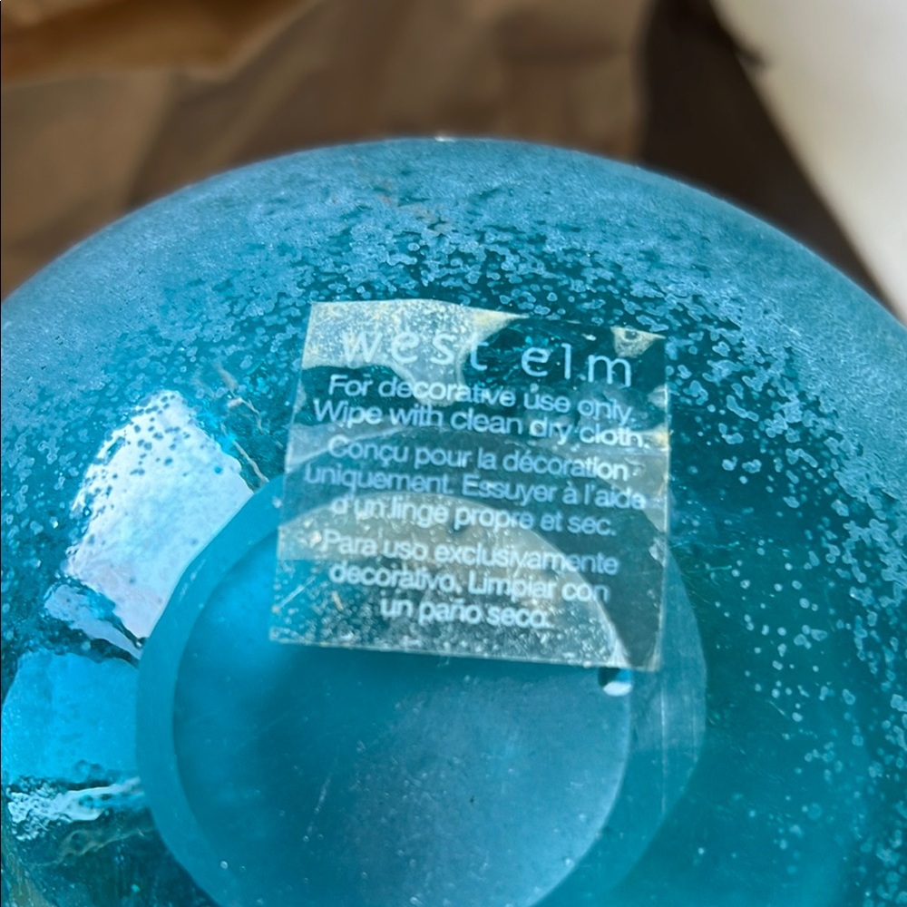 West Elm Blue Glass Vase - Picture 4 of 4